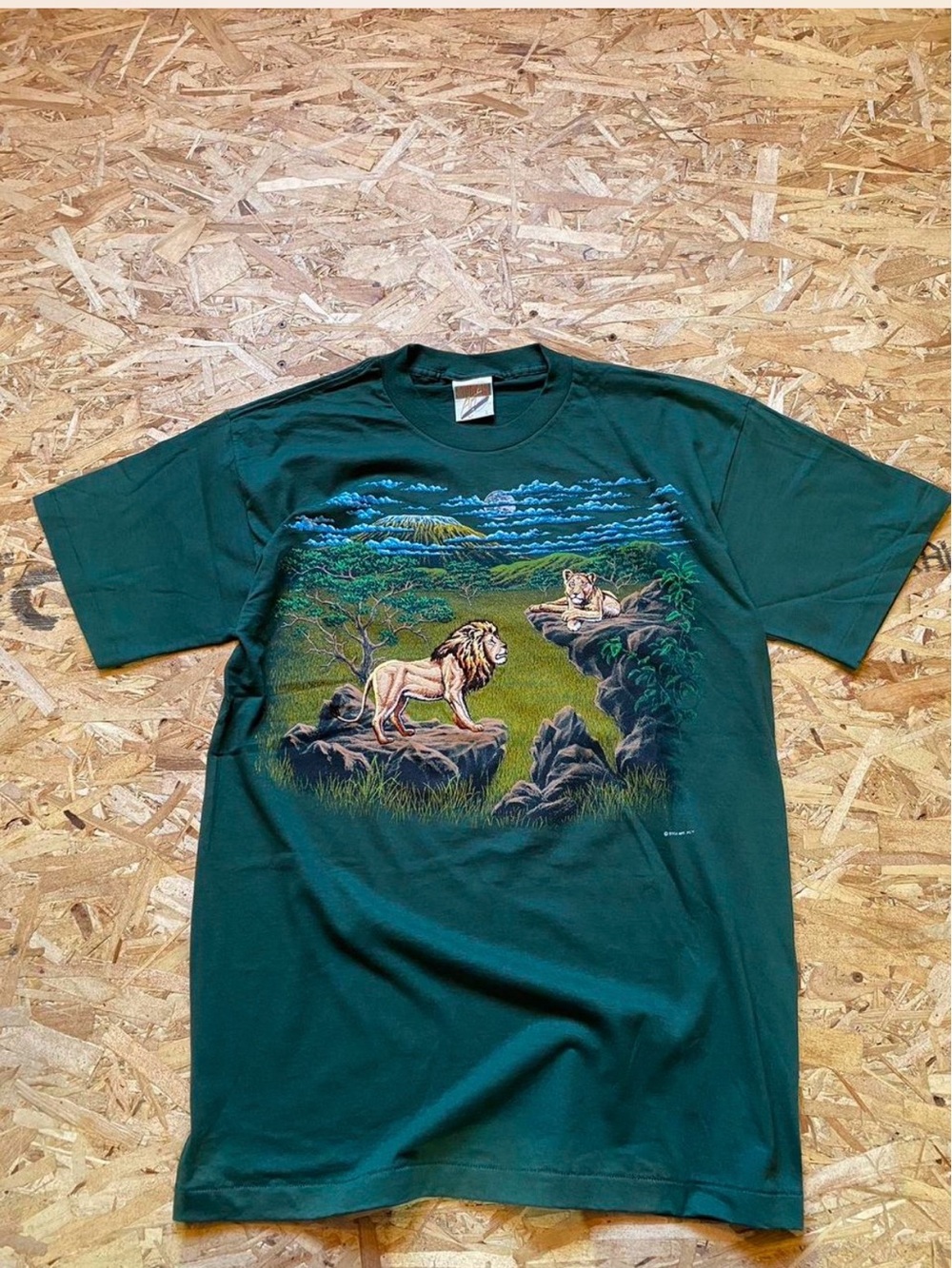 Men´s Dark Green Vintage 90s Lion’s Embroided T-Shirt